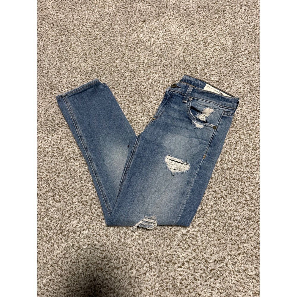 Rag & Bone Dre Slim Boyfriend Jeans Atwater Distressed Blue W1590K510ATW Size 25